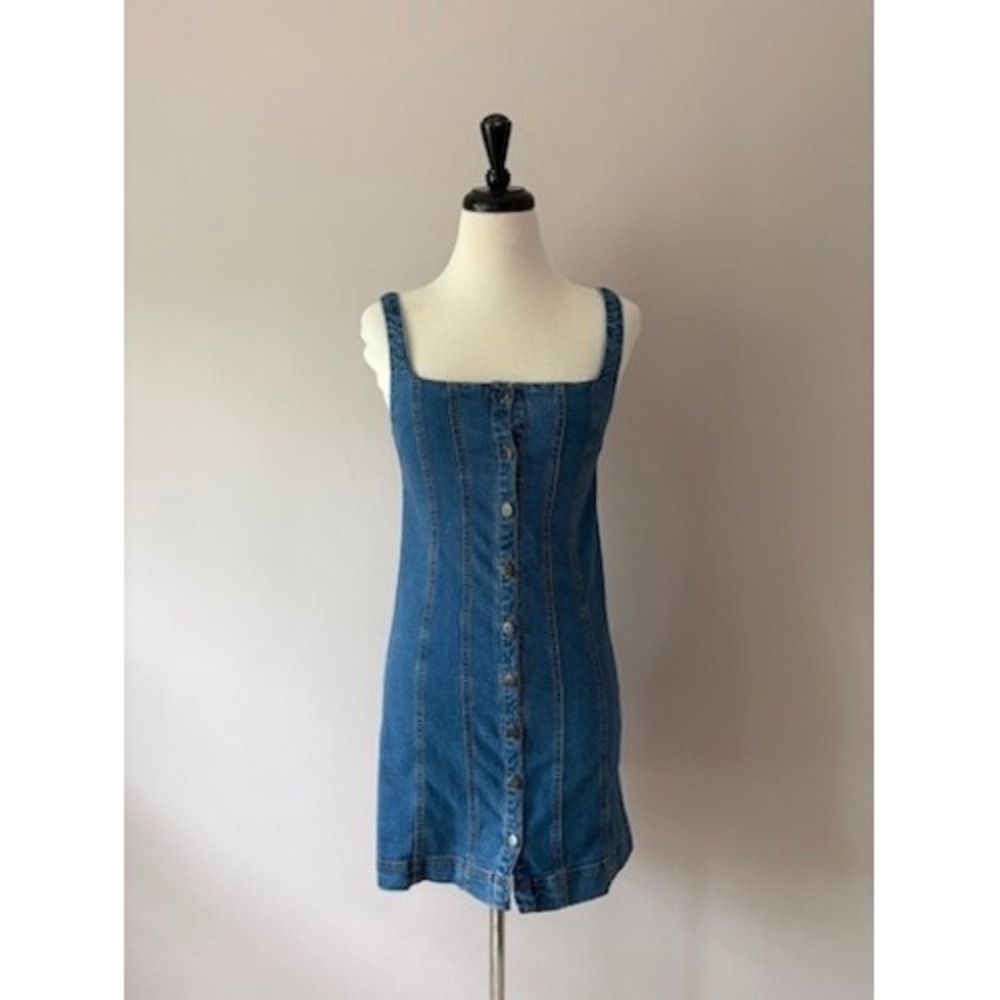 BDG Isla Denim Button-Front Shift Mini Dress Size XS Blue